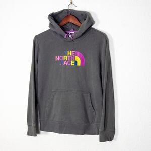 The North Face Women’s Hoodie Barbiecore Athleisure Rainbow Logo Gray Size L